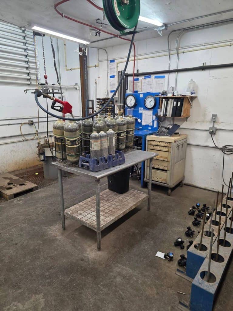 DOT-certified hydrostatic testing for CO₂ and SCBA cylinders