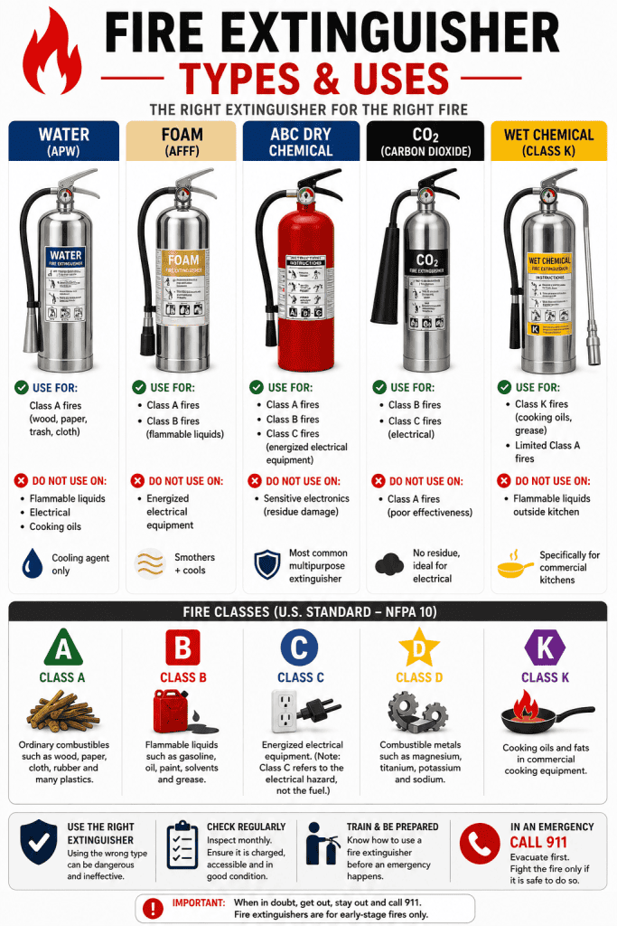 Fire Extinguisher Types and Uses