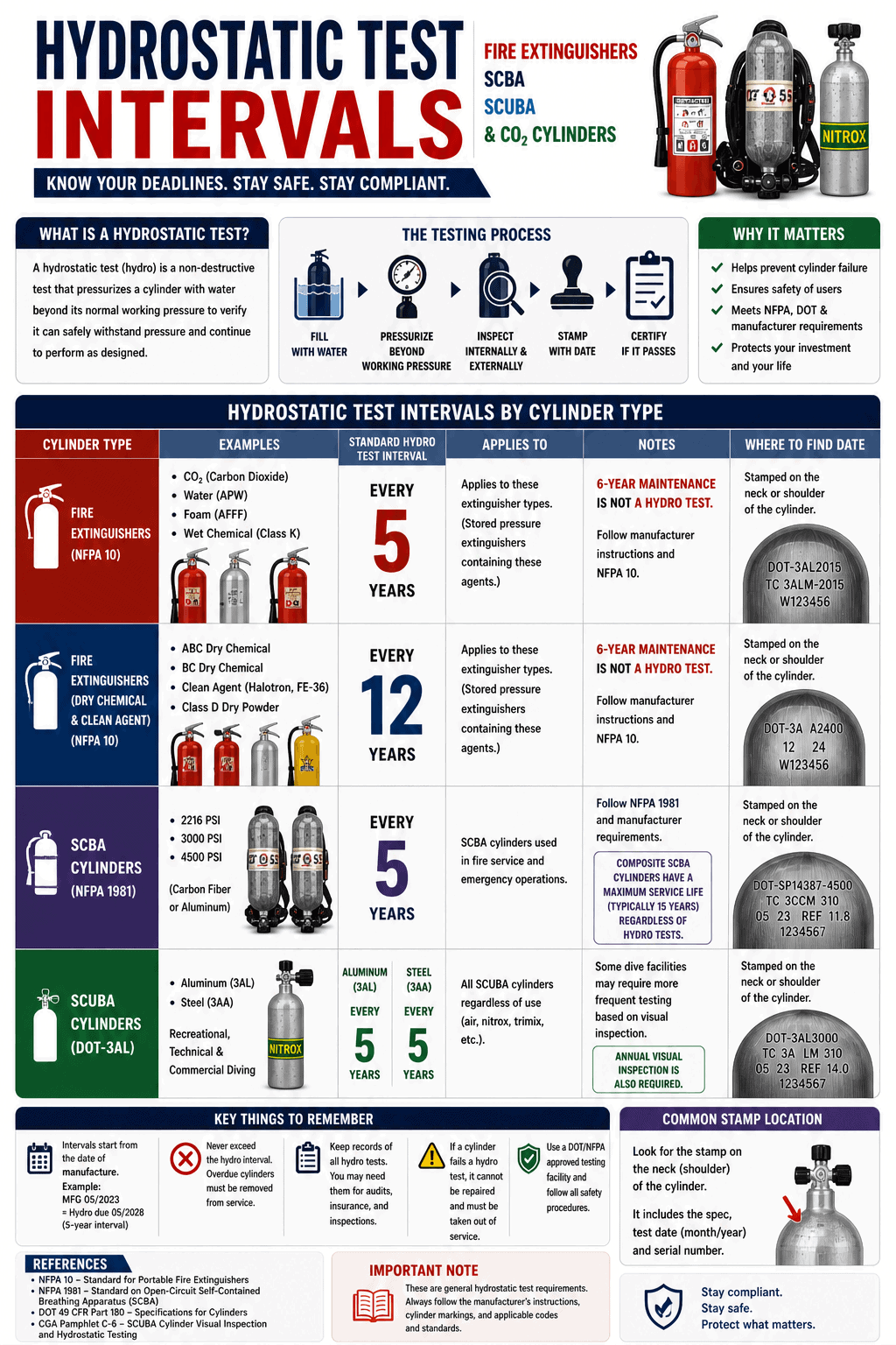 Hydrostatic testing intervals for fire extinguisher cylinders