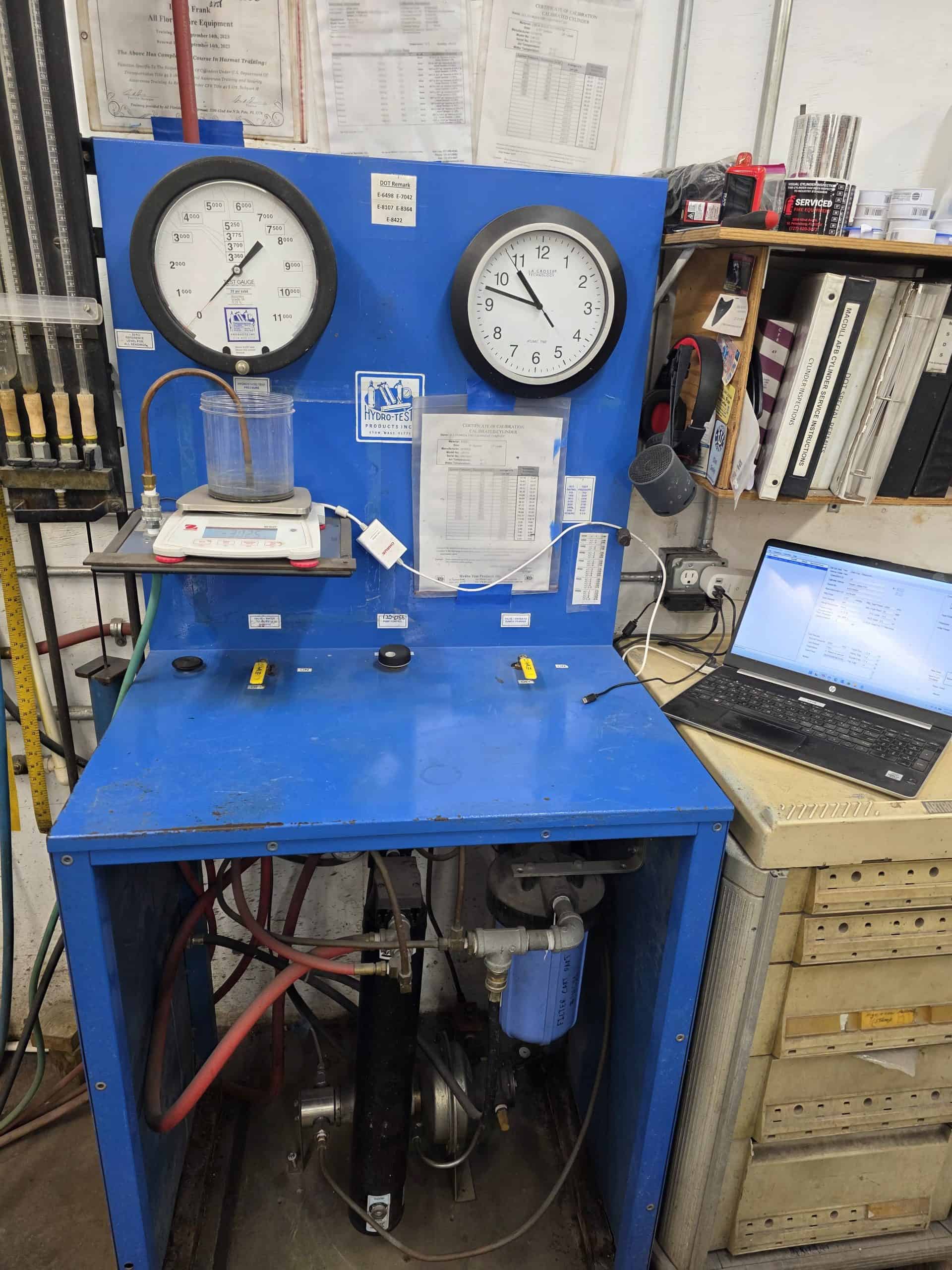 DOT hydrostatic testing for fire suppression cylinders