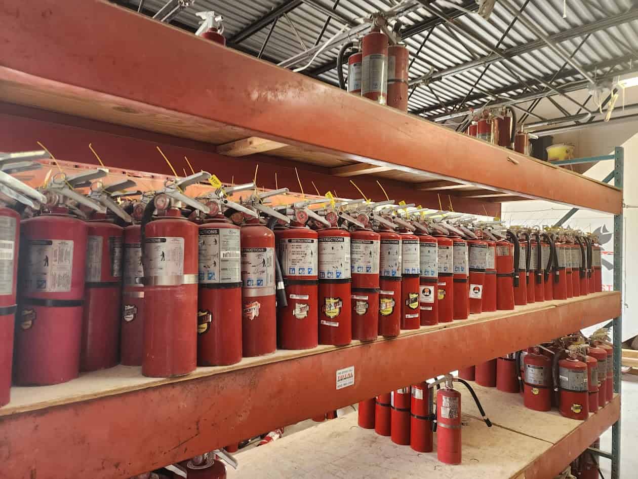 Certified refurbished fire extinguishers ready for construction site deployment